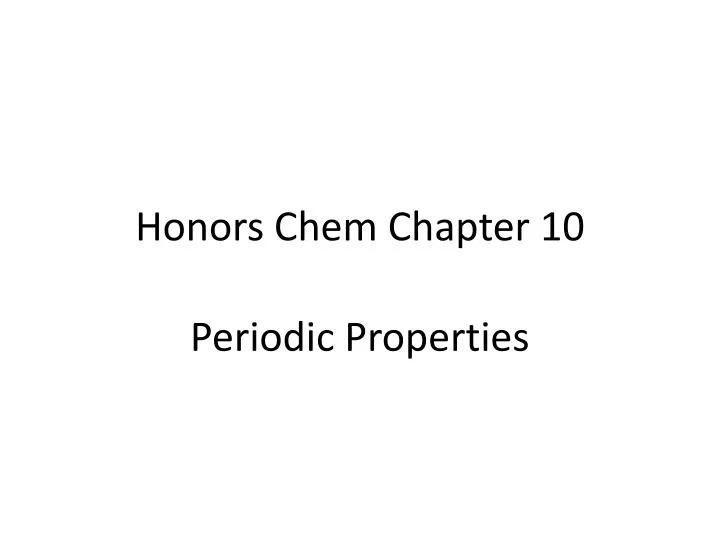honors chem chapter 10