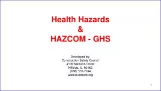 Health Hazards &amp; HAZCOM - GHS