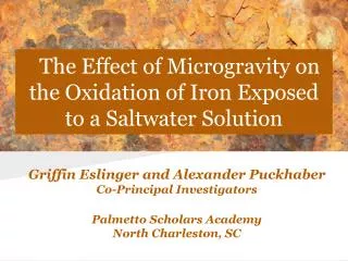 The Effect of Microgravity on the Oxidation of Iron Exposed to a Saltwater Solution