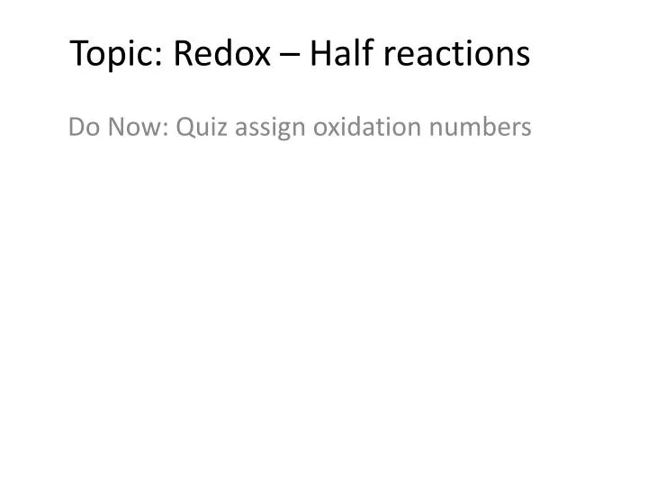 topic redox half reactions