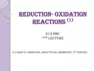 Reduction- Oxidation Reactions (1)