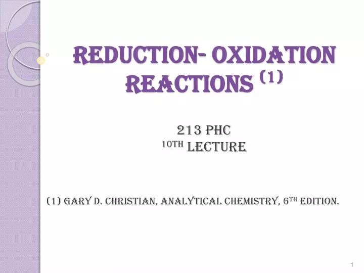 reduction oxidation reactions 1