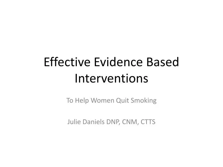 effective evidence based interventions