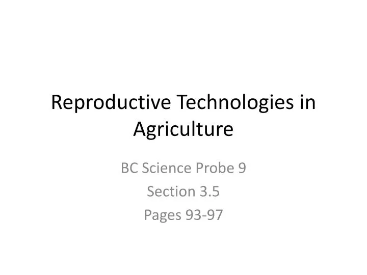reproductive technologies in agriculture