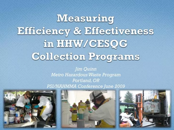 measuring efficiency effectiveness in hhw cesqg collection programs