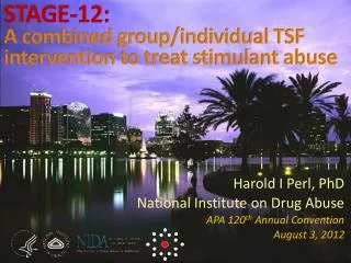 STAGE-12: A combined group/individual TSF intervention to treat stimulant abuse