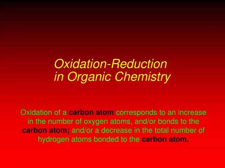 oxidation reduction in organic chemistry