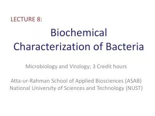 Biochemical Characterization of Bacteria