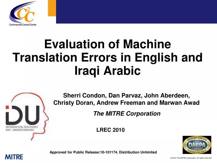 evaluation of machine translation errors in english and iraqi arabic