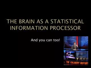 The Brain as a statistical Information Processor