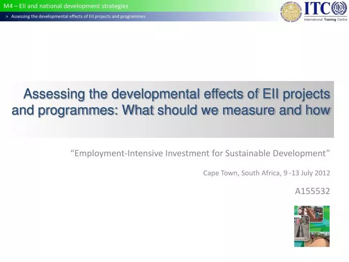 assessing the developmental effects of eii projects and programmes what should we measure and how