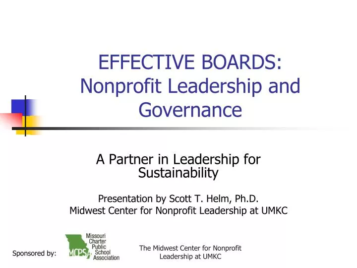 effective boards nonprofit leadership and governance