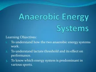 Anaerobic Energy Systems