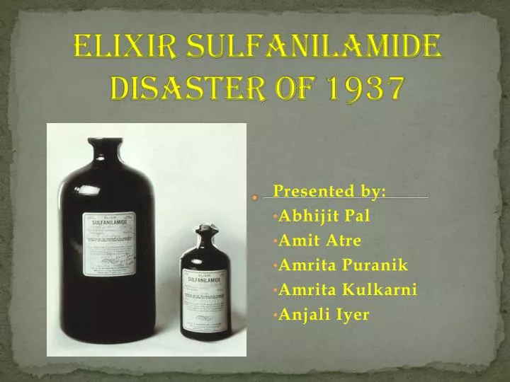 elixir sulfanilamide disaster of 1937