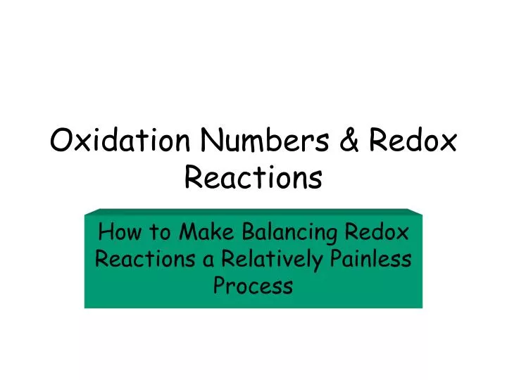 oxidation numbers redox reactions