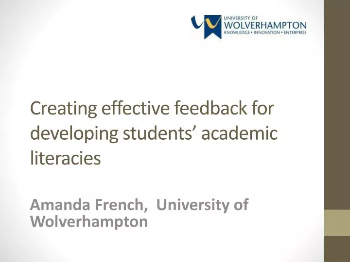 creating effective feedback for developing students academic literacies