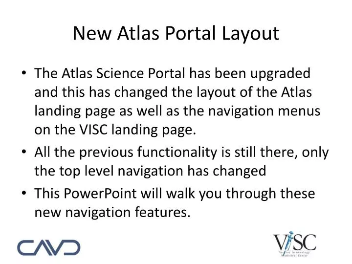 new atlas portal layout