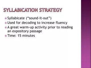 Syllabication Strategy