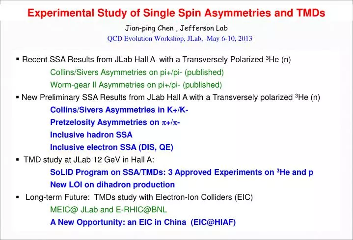 experimental study of single spin asymmetries and tmds