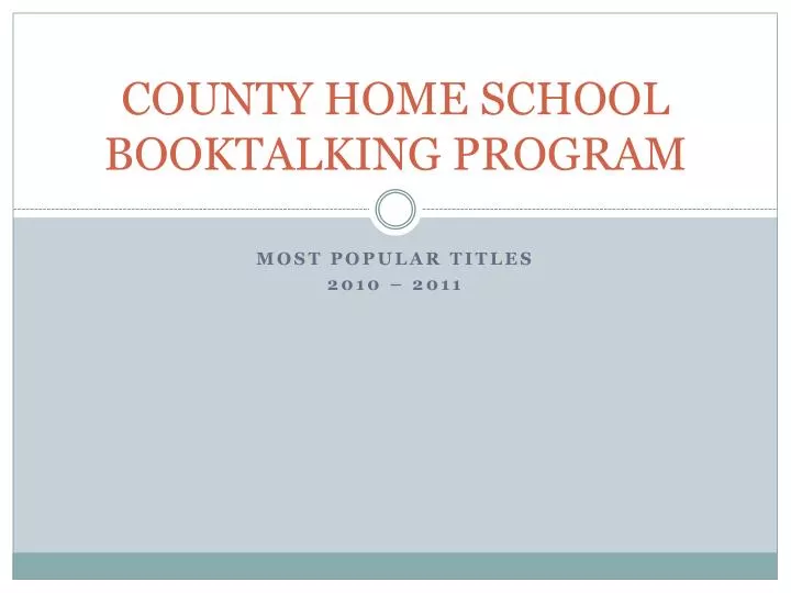 county home school booktalking program