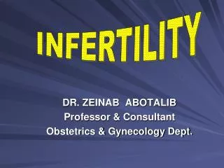 DR. ZEINAB ABOTALIB Professor &amp; Consultant Obstetrics &amp; Gynecology Dept.