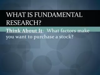 What is Fundamental Research?