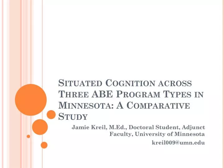 situated cognition across three abe program types in minnesota a comparative study