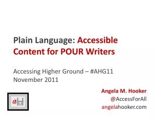 Plain Language: Accessible Content for POUR Writers