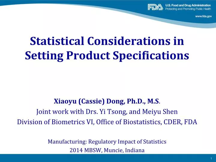 statistical considerations in setting product specifications