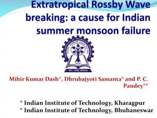 Extratropical Rossby Wave breaking: a cause for Indian summer monsoon failure