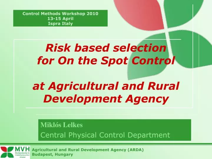 risk based selection for on the spot control at agricultural and rural development agency