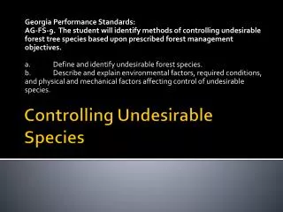 Controlling Undesirable Species