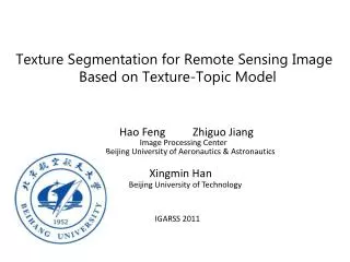 Texture Segmentation for Remote Sensing Image Based on Texture-Topic Model