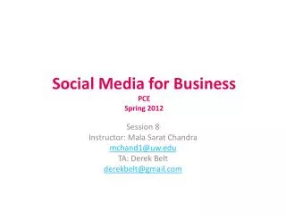 Social Media for Business PCE Spring 2012