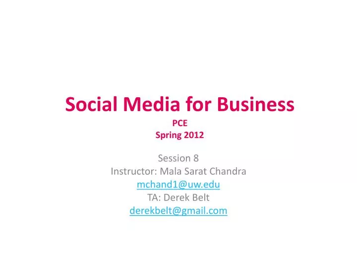 social media for business pce spring 2012