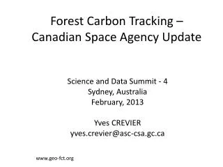 Forest Carbon Tracking – Canadian Space Agency Update