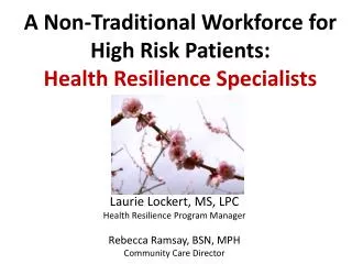 Laurie Lockert, MS, LPC Health Resilience Program Manager Rebecca Ramsay, BSN, MPH