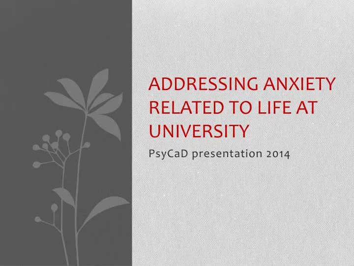 addressing anxiety related to life at university