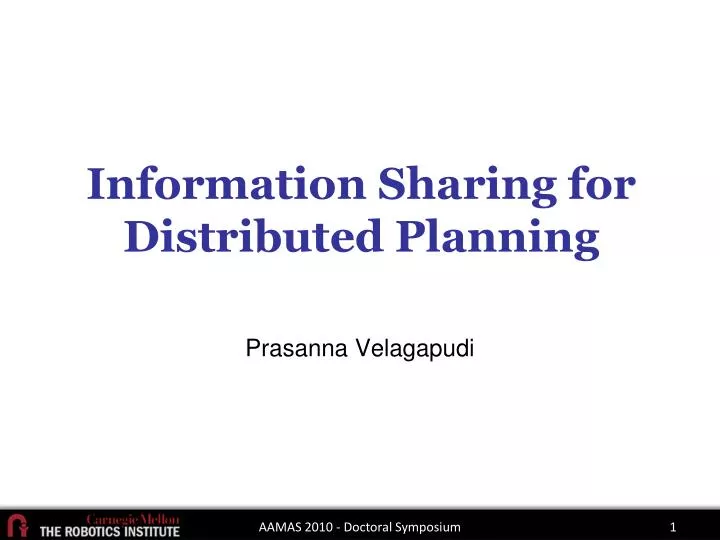 information sharing for distributed planning