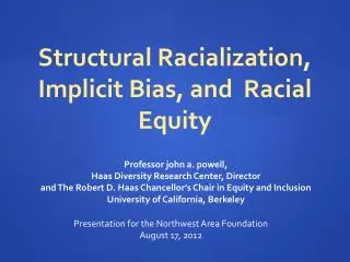 Professor john a. powell, Haas Diversity Research Center, Director