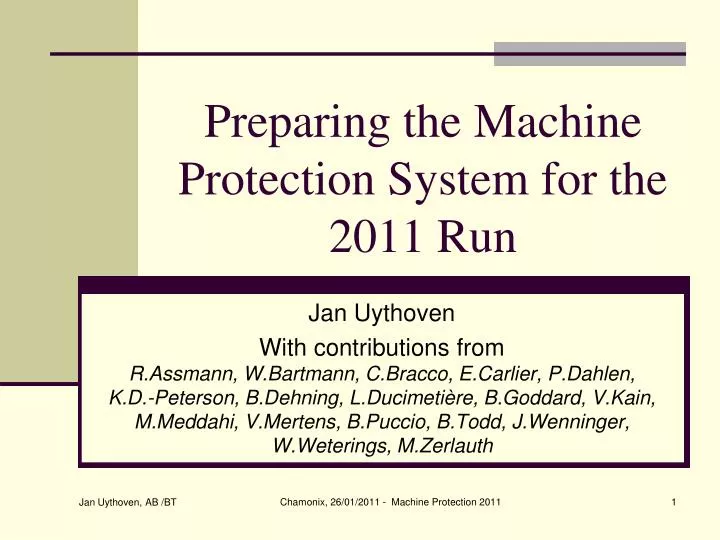 preparing the machine protection system for the 2011 run