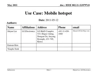 Use Case: Mobile hotspot