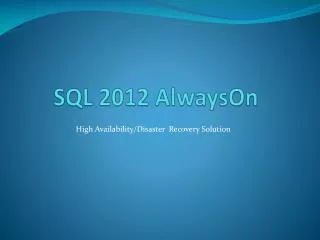 SQL 2012 AlwaysOn