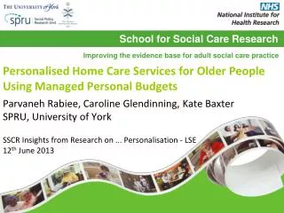 Personalised Home Care Services for Older People Using Managed Personal Budgets