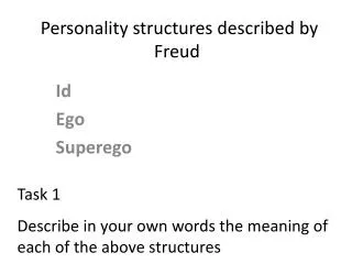 Personality structures described by Freud