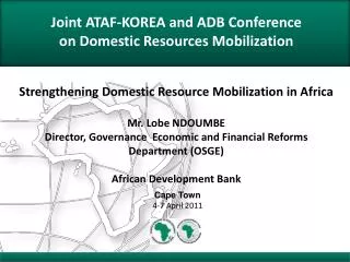 Joint ATAF-KOREA and ADB Conference on Domestic Resources Mobilization