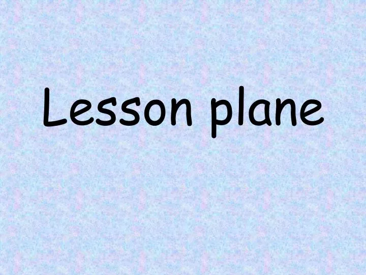 lesson plane