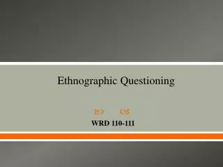 Ethnographic Questioning