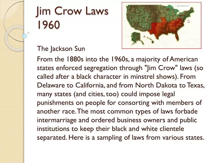 jim crow laws 1960