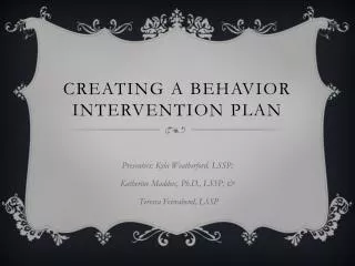 Creating a behavior intervention plan